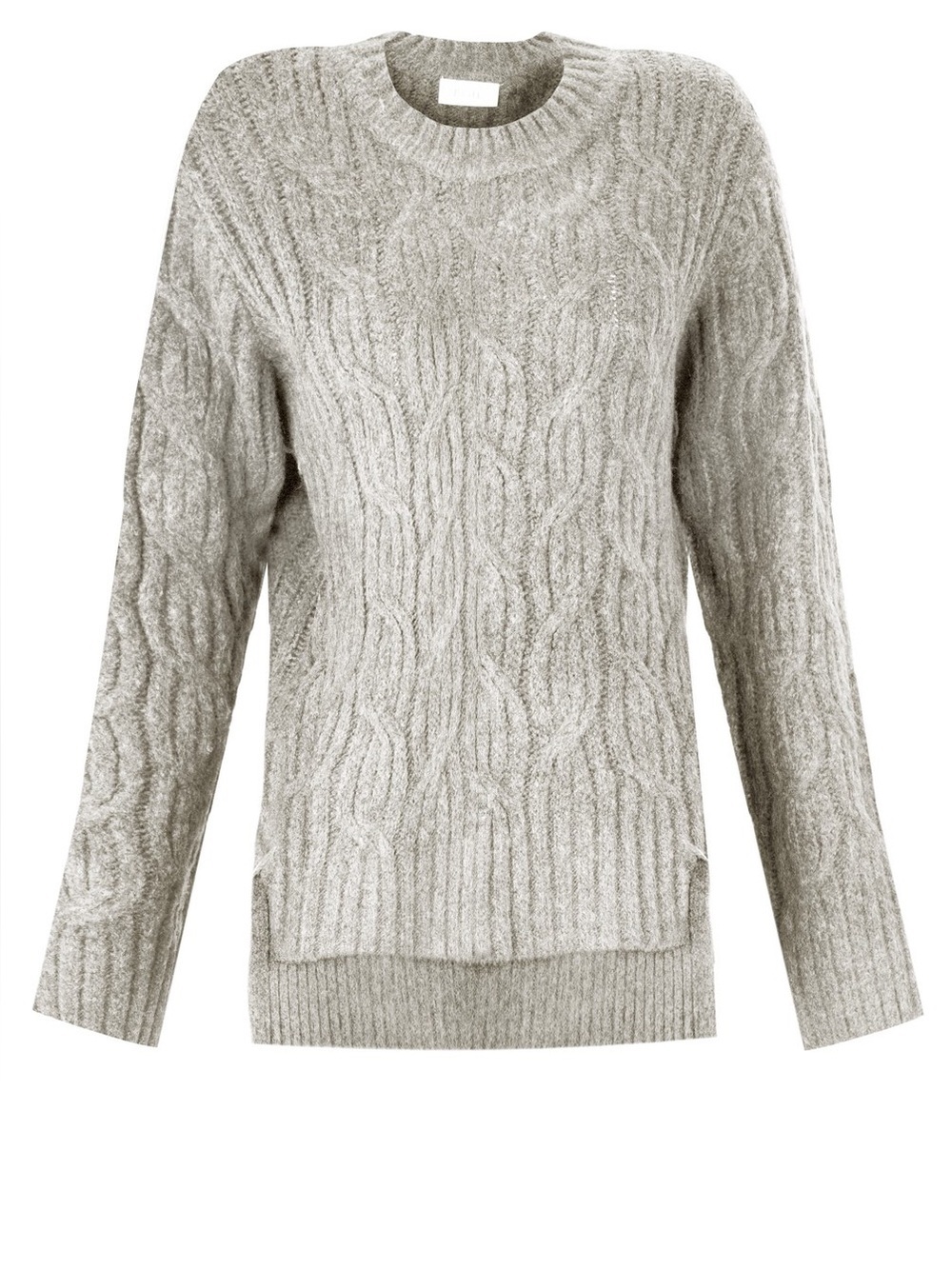 Coastal Cottagecore Fisherman Chunky Knit FOIL “chain reaction” Sweater GRAY- L
